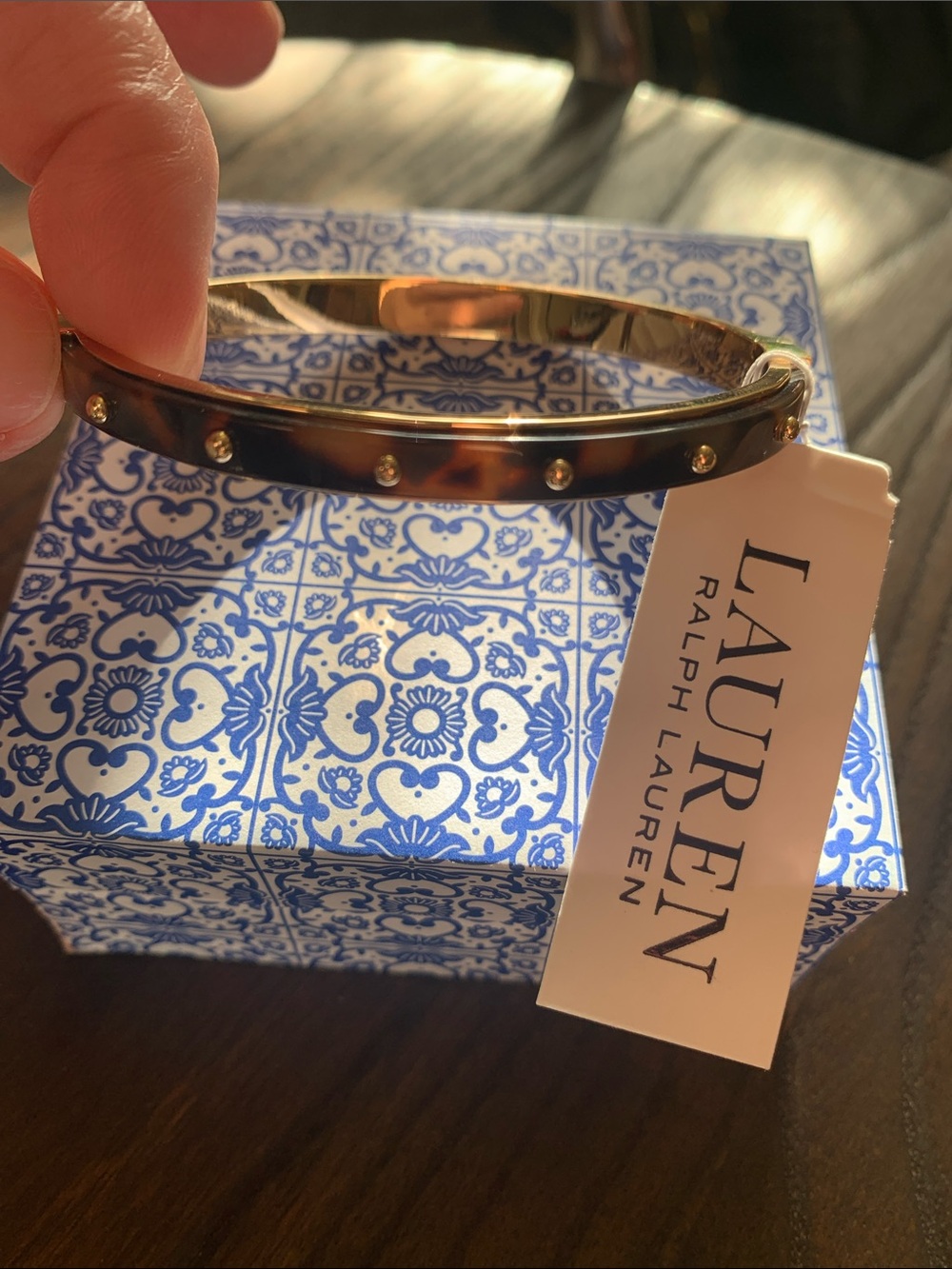 Lauren Ralph Lauren Tortoiseshell bangle bracelet with Studded Gold